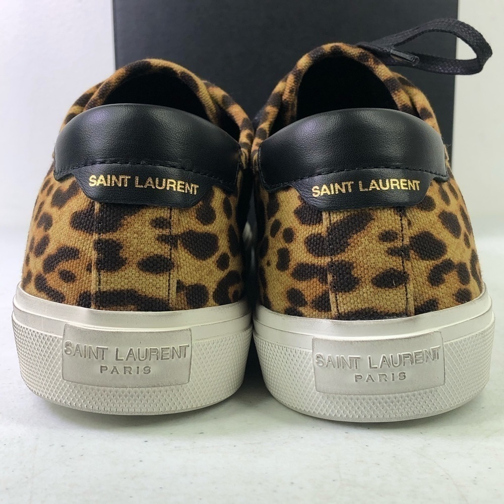 Saint Laurent Men’s Malibu Leopard Low Top Sneaker Shoes Size 8 $525 - Picture 5 of 9